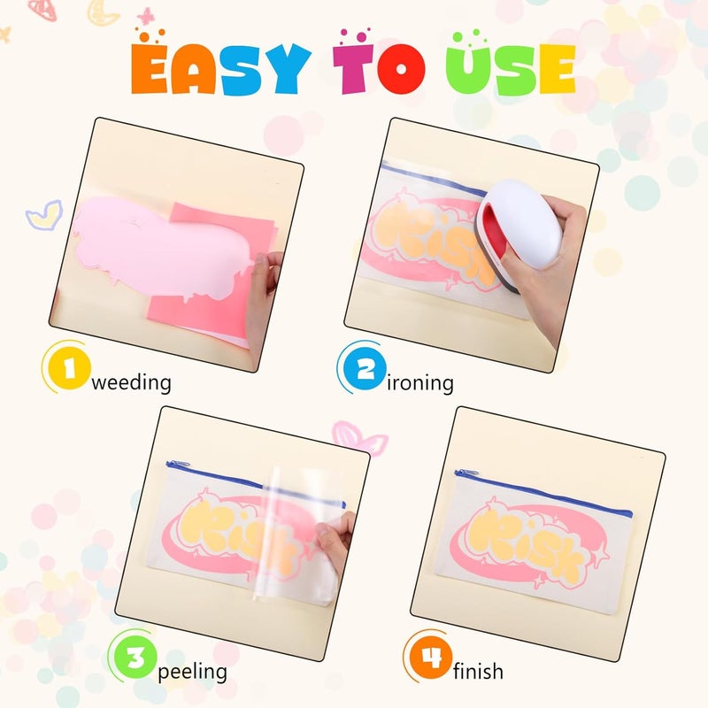 Tintnut Neon Heat Transfer Vinyl -6 Sheets 12" x 10" Pastel Neon Pink HTV Iron on Vinyl for Fabrics Pastel HTV Vinyl Compatible with Cricut and Silhoutte Cameo - Image 2